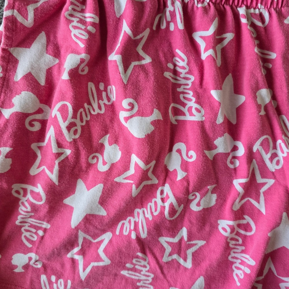 Hybrid Apparel Barbie Pink Sleep Shorts 2X Logo & Stars Print Pajama Lounge Pant - Picture 7 of 14